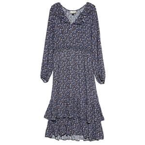 Universal Thread Floral Midi Dress Sz S Ruffle Tiered Cottagecore Prairie Rayon